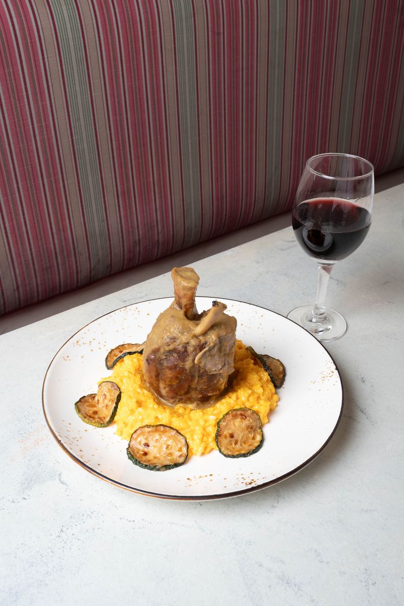 Slow-braised shank over saffron risotto